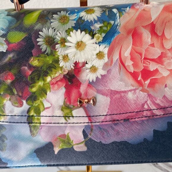 Ted Baker Navy Blue Floral Crossbody Handbag - Picture 3 of 8